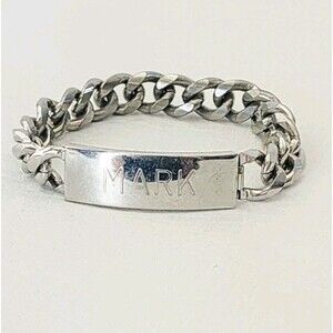 Vintage Kreisler Silvertone Rhodium Plated Engravable ID Bracelet Mark Engraved
